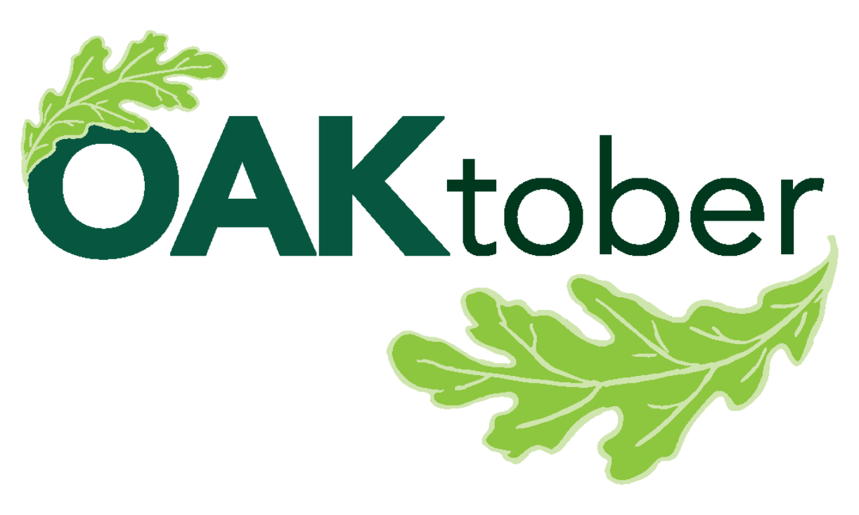 OAKtober Banner Image with logo, title, and oak leaves